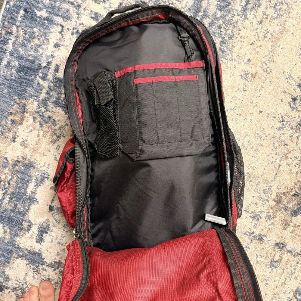 Vintage Polo Sport Ralph Lauren Red Backpack USA Flag Logo 90s Nylon